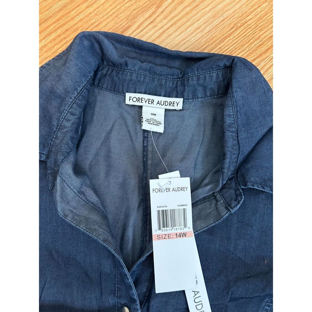 New with Tags Forever Audrey Sleeveless Plus Size Chambray Blouse size 14W C25 - Picture 6 of 7